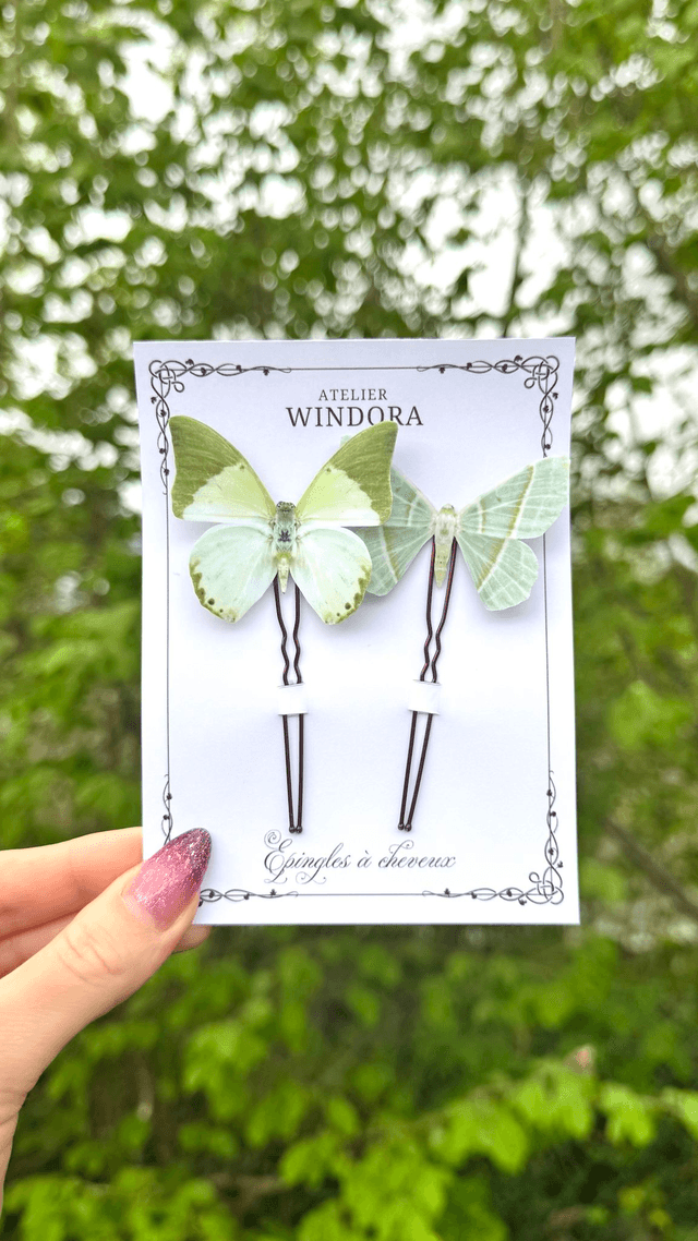 Duo Épingles à cheveux Papillons | Vert