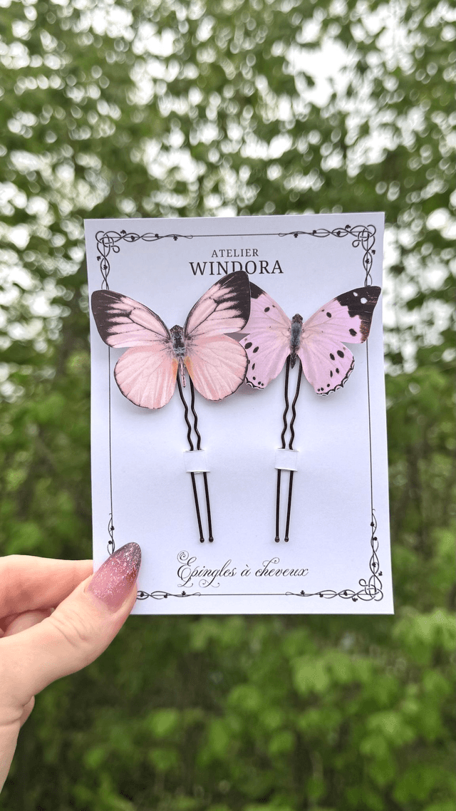 Duo Épingles à cheveux Papillons | Rose