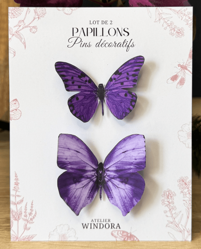 Lot de 2 Pins Papillons Violet | Décoration de rideaux