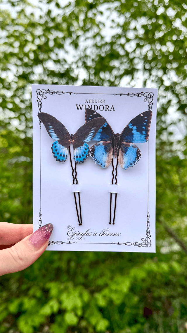 Duo Épingles à cheveux Papillons | Bleu
