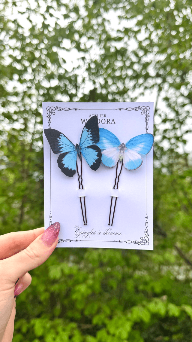 Duo Épingles à cheveux Papillons | Bleu