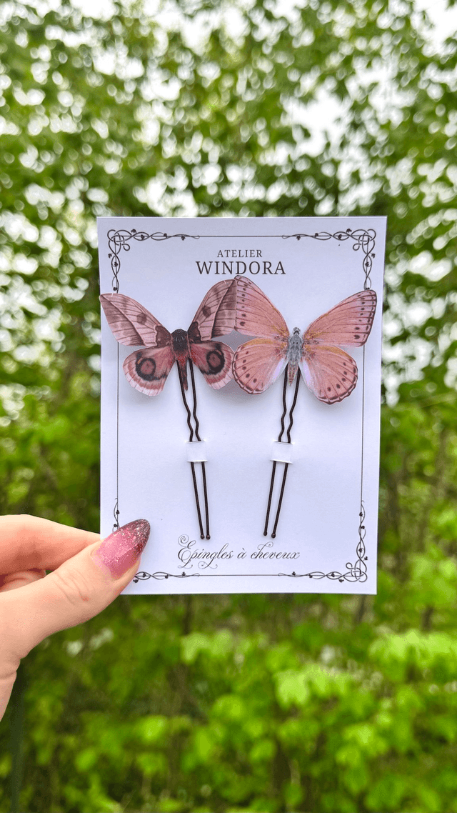Duo Épingles à cheveux Papillons | Rose
