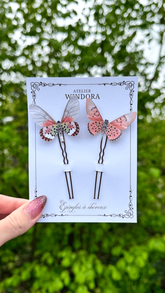 Duo Épingles à cheveux Papillons | Rose