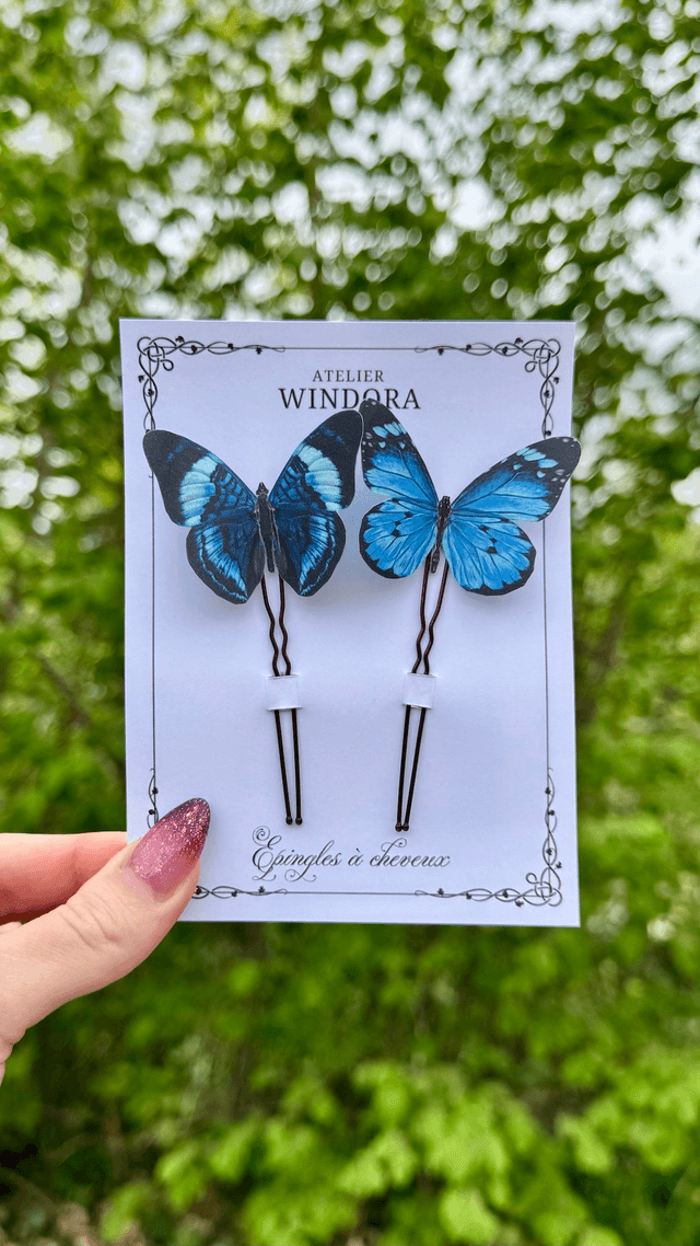 Duo Épingles à cheveux Papillons | Bleu