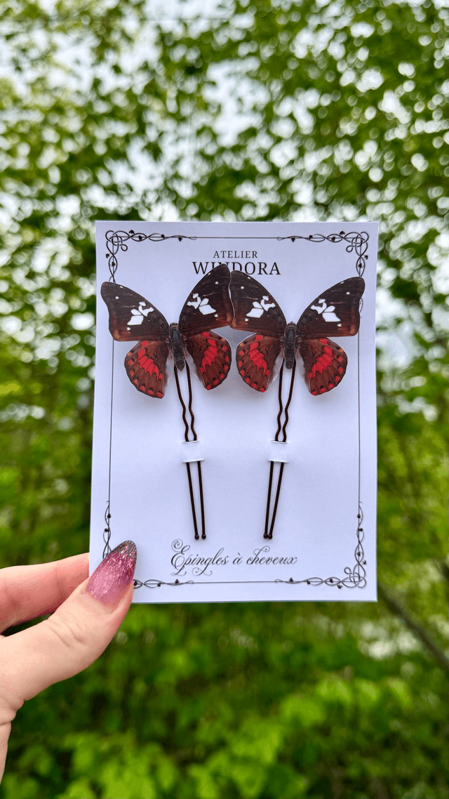 Duo Épingles à cheveux Papillons | Rouge