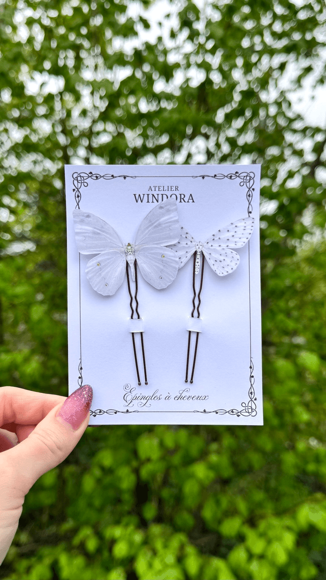 Duo Épingles à cheveux Papillons | Blanc