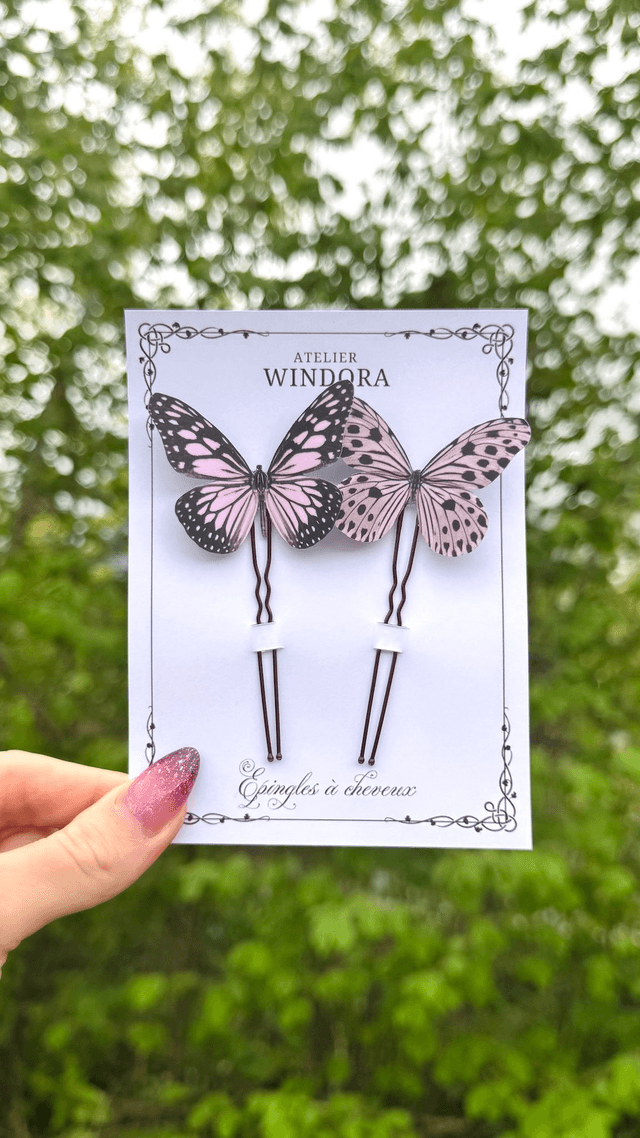 Duo Épingles à cheveux Papillons | Rose