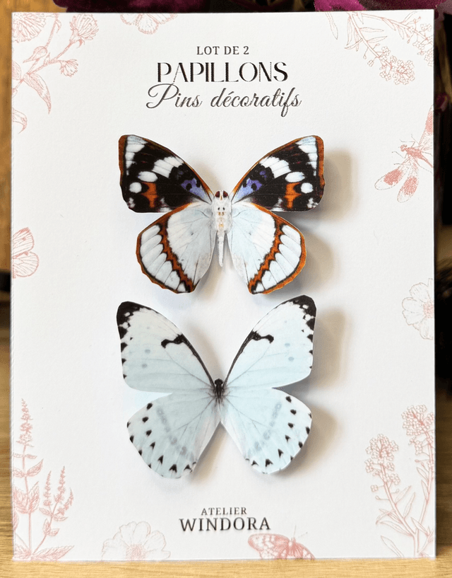 Lot de 2 Pins Papillons Bleu | Décoration de rideaux