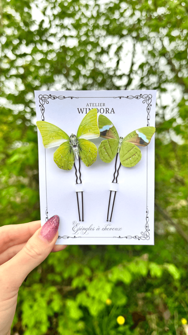 Duo Épingles à cheveux Papillons | Vert