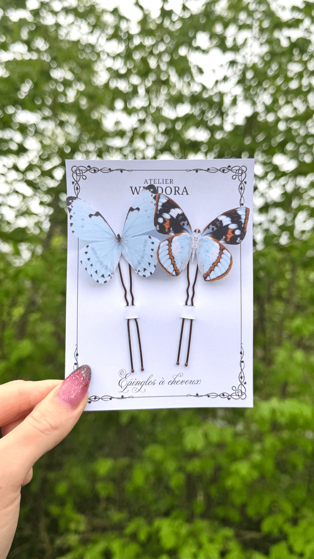Duo Épingles à cheveux Papillons | Bleu