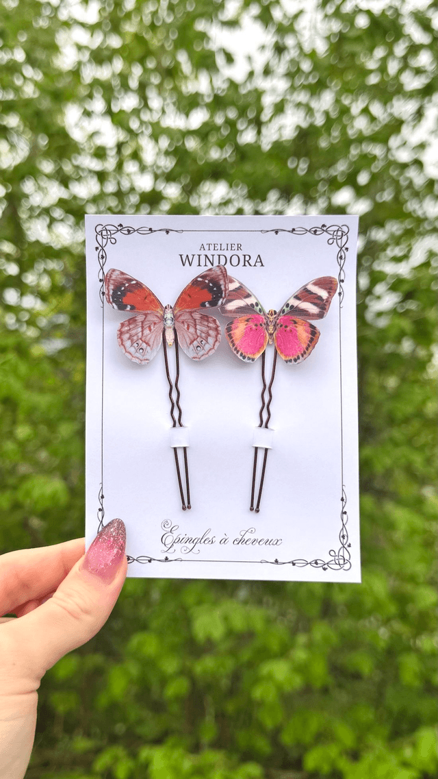 Duo Épingles à cheveux Papillons | Rose