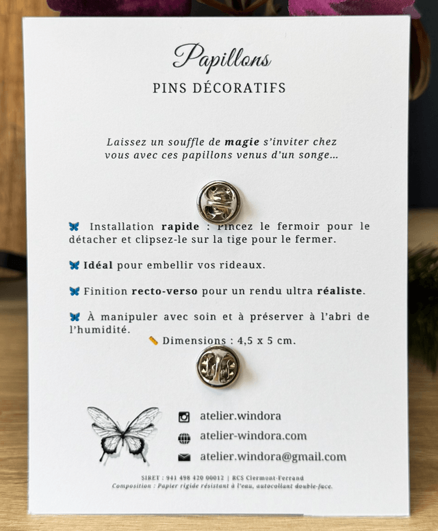 Lot de 2 Pins Papillons Violet | Décoration de rideaux