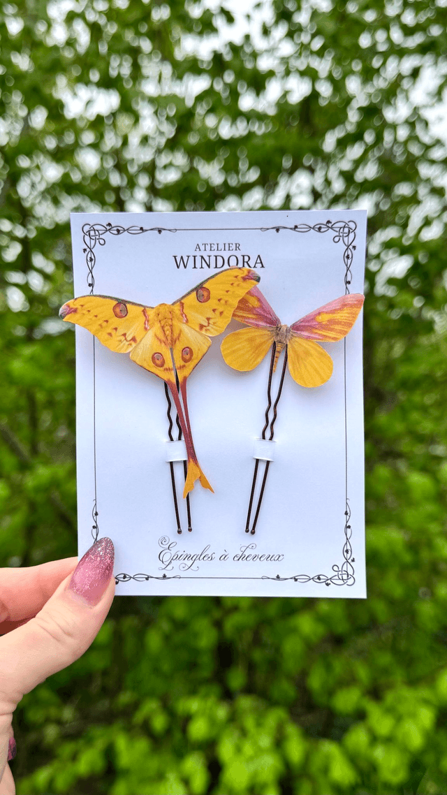 Duo Épingles à cheveux Papillons | Jaune