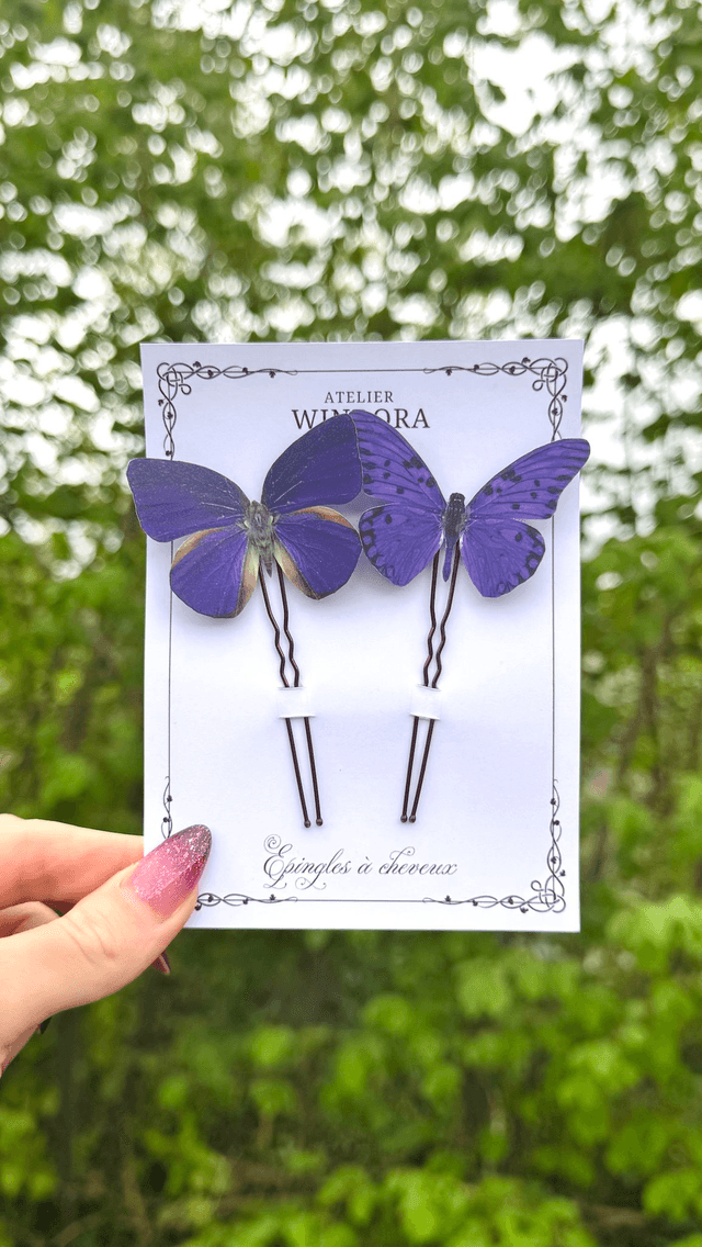 Duo Épingles à cheveux Papillons | Violet
