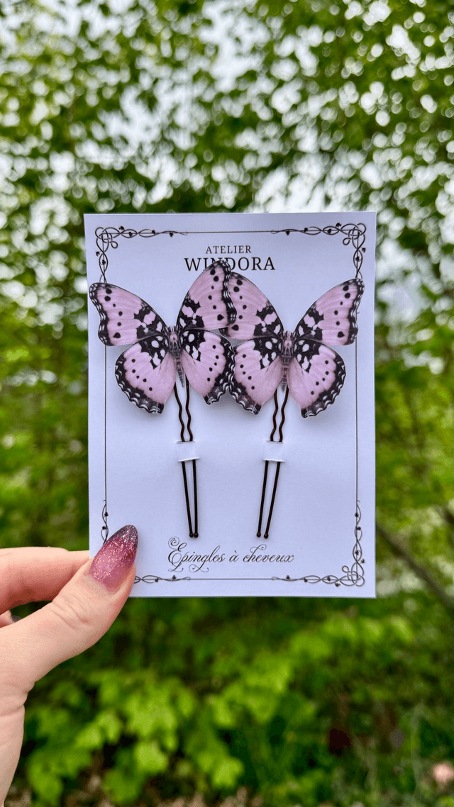 Duo Épingles à cheveux Papillons | Rose