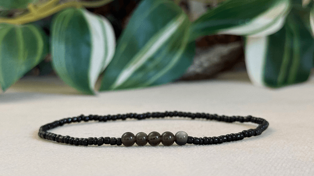 Bracelet | Obsidienne Argentée - Éléments 1