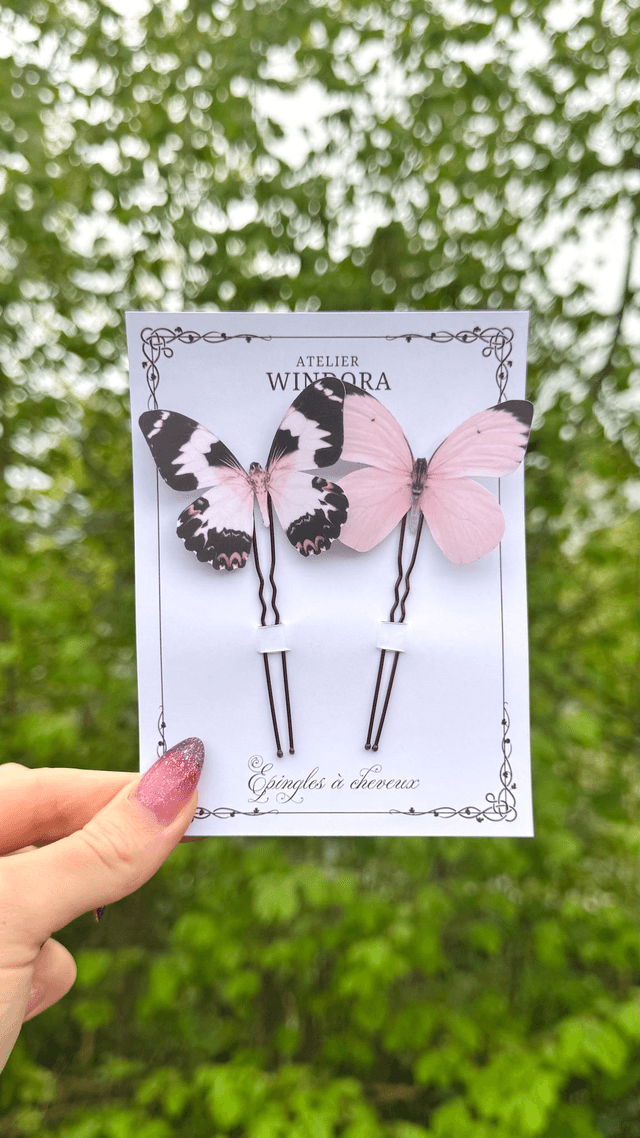 Duo Épingles à cheveux Papillons | Rose